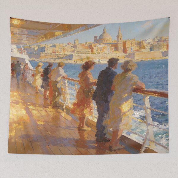 Item preview, Romantic Ocean Travel Wall Art, Cruise Ship, Sea View & Coastal City Landscape designed and sold by BlareBlare.