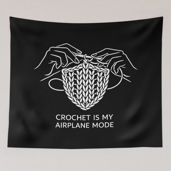 Item preview, Fiber Arts Crochet Is My Airplane Mode Creative Hobby Minimalist Line Art designed and sold by SplashTastic.