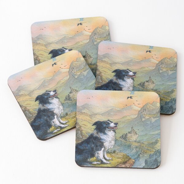 Item preview, Border Collie in Mountains, Birthday Gift designed and sold by NicolasGlowArt.