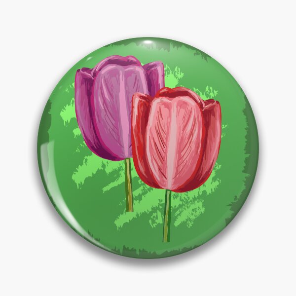 Item preview, Two red tulip flowers on a green background designed and sold by ZorianArt.