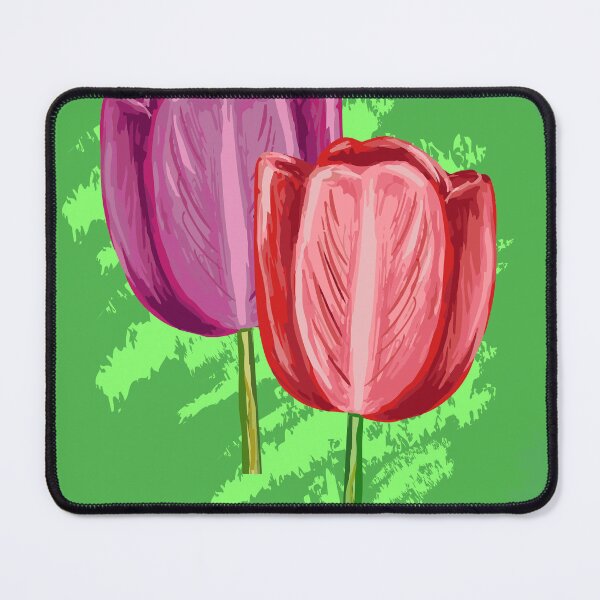 Item preview, Two red tulip flowers on a green background designed and sold by ZorianArt.