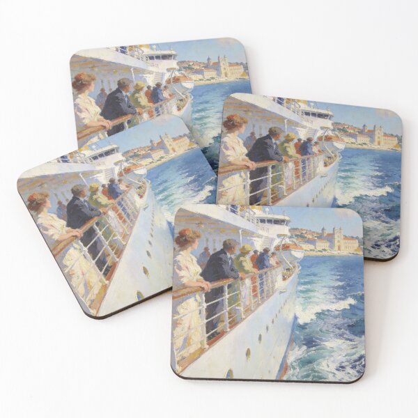 Item preview, Elegant Ocean Cruise Artwork, Lively Passengers & Coastal Architecture Impressionist Scene designed and sold by BlareBlare.