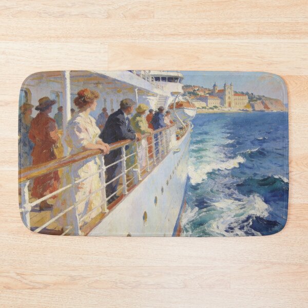 Item preview, Elegant Ocean Cruise Artwork, Lively Passengers & Coastal Architecture Impressionist Scene designed and sold by BlareBlare.