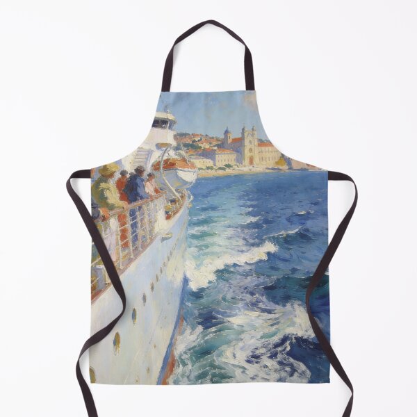 Item preview, Elegant Ocean Cruise Artwork, Lively Passengers & Coastal Architecture Impressionist Scene designed and sold by BlareBlare.