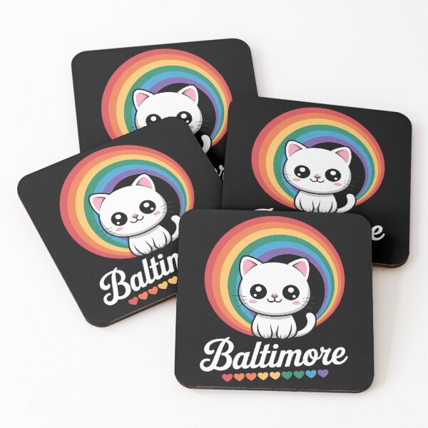 Item preview, Baltimore Gay Pride LGTBQ LGTB Rainbow Ally Cat designed and sold by FaithAbbott.