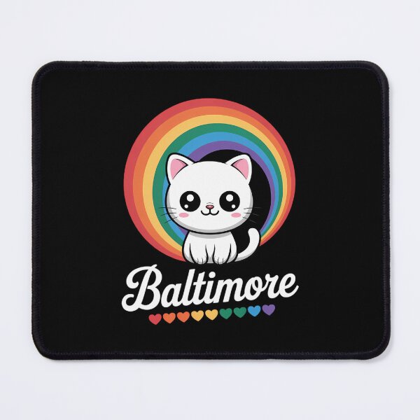 Item preview, Baltimore Gay Pride LGTBQ LGTB Rainbow Ally Cat designed and sold by FaithAbbott.