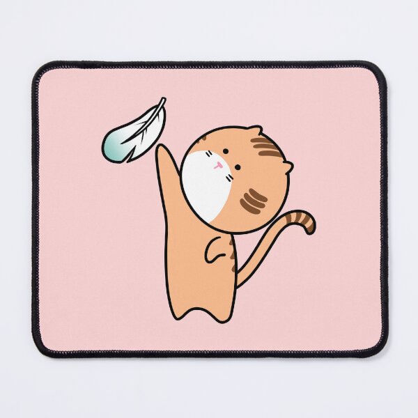 Item preview, Cute ginger cat reaching for a floating feather, cartoon illustration designed and sold by ubborn.