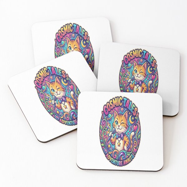 Item preview, Cosmic Tales Cat Singer – Cute Galaxy Kitten with Microphone | Colorful Space Art Sticker, T-Shirt & Wall Art designed and sold by Sushikidsntod.