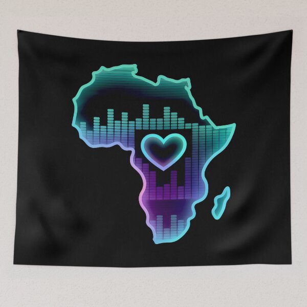 Item preview, African Culture Sound Wave Heartbeat Map Neon Synthwave designed and sold by SplashTastic.