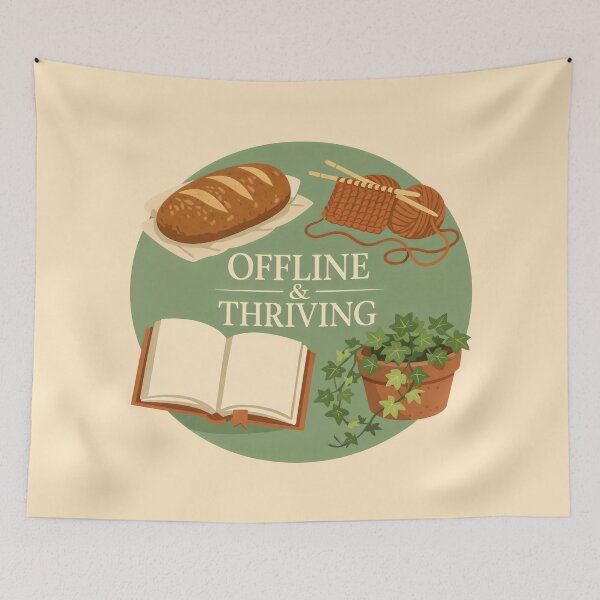 Item preview, Digital Detox Cottagecore Lifestyle Self Care Flat Illustration designed and sold by SplashTastic.
