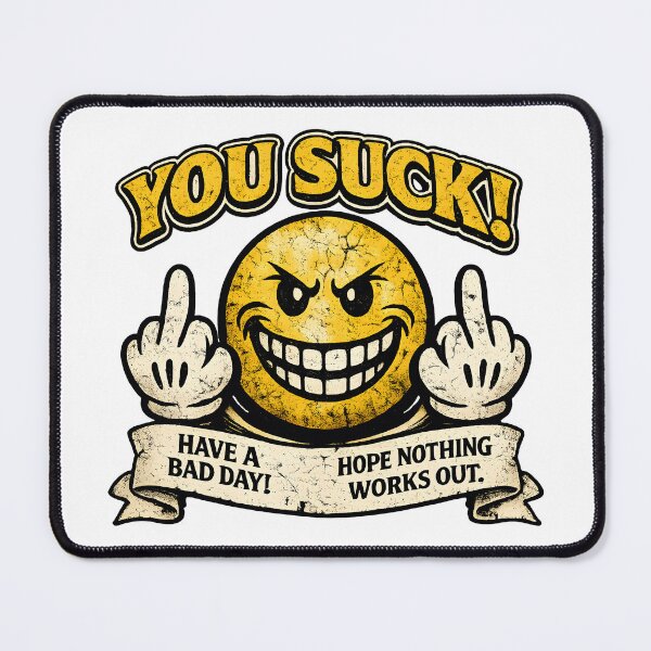 Item preview, You Suck Angry Smiley Dark Humor Vintage Grunge designed and sold by OlizaPrint.