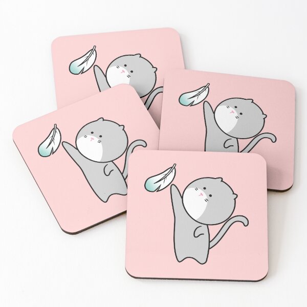Item preview, Playful Grey Cat with a Floating Feather designed and sold by ubborn.