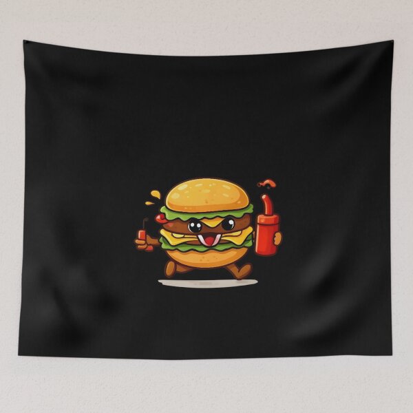 Item preview, Cute Happy Burger with Ketchup and Mustard Cartoon designed and sold by Trendora90.