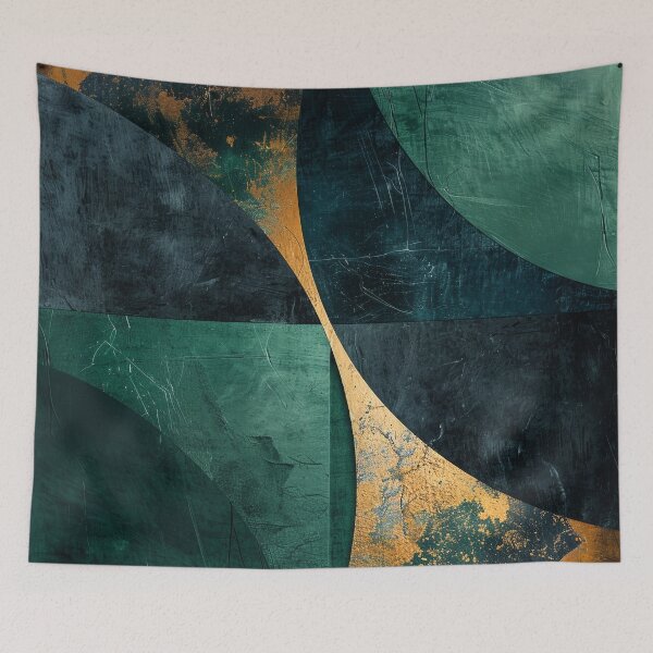 Item preview, Geometric Emerald Green Gold Design – Modern Abstract Pattern designed and sold by CosmicGlyph.