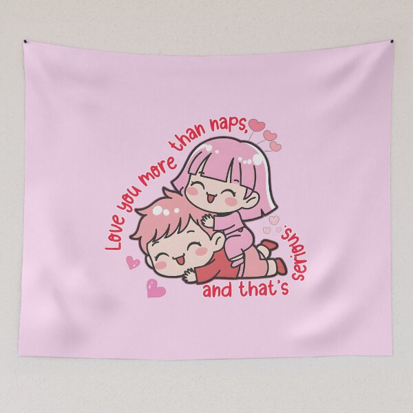 Item preview, Love You More Than Naps Cute Chibi Couple Apparel – Sweet Sleepy Couple Valentine Graphic designed and sold by KS-and-Prints.