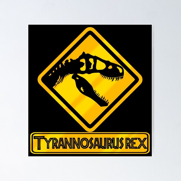 Item preview, Tyrannosaurus Rex Crossing Sign – Dinosaur Warning Road Sign | Prehistoric Design designed and sold by Grimtech Workshop.