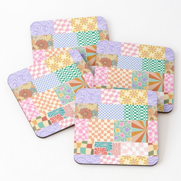 Item preview, Retro Bloom & Checker Vibes – Playful Vintage Pattern Collage designed and sold by FikaCreation.