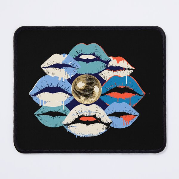 Item preview, kiss all the time disco occasionally – Disco Kisses – Retro Lips Party Illustration designed and sold by TomoMadeIt.
