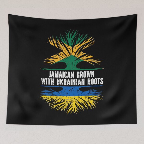 Item preview, Jamaican Grown with Ukrainian Roots Flag designed and sold by CosmoKitsch.
