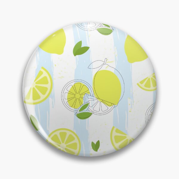Item preview, Fresh Summer Lemons: Seamless Citrus Pattern with Blue Stripes designed and sold by Liliia-Ulizko.