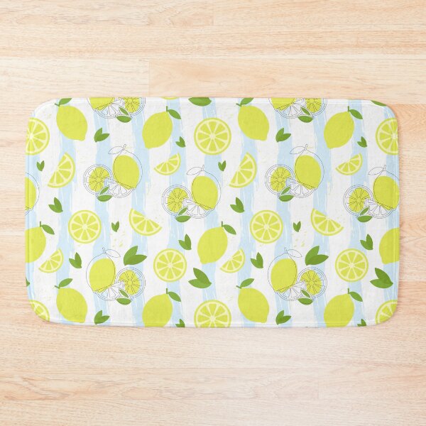 Item preview, Fresh Summer Lemons: Seamless Citrus Pattern with Blue Stripes designed and sold by Liliia-Ulizko.
