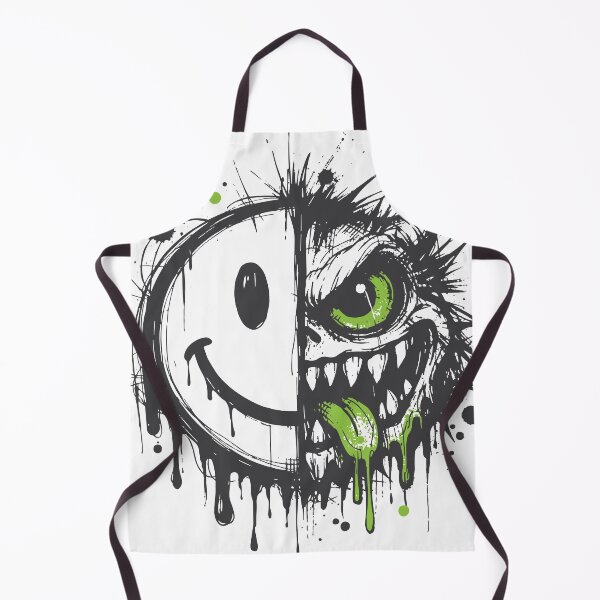 Item preview, Half friendly smiley and half feral monster fused in bold graffiti style, featuring a neon green eye, dripping paint and ink splatters designed and sold by Dejbar.