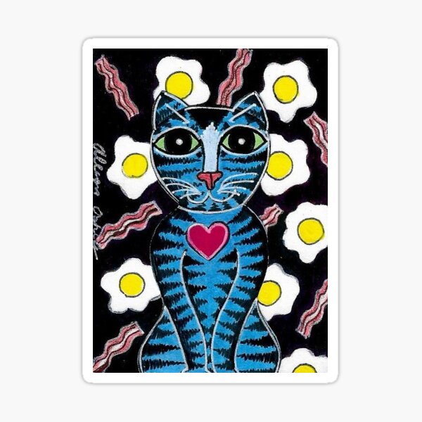 2018 Blue Tabby Cat Surrounded By Breakfast by BRIDEOFHYDE Sticker