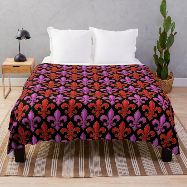 Item preview, Red Purple Fleur-de-lis Design On Black Background  designed and sold by PatternTitan.
