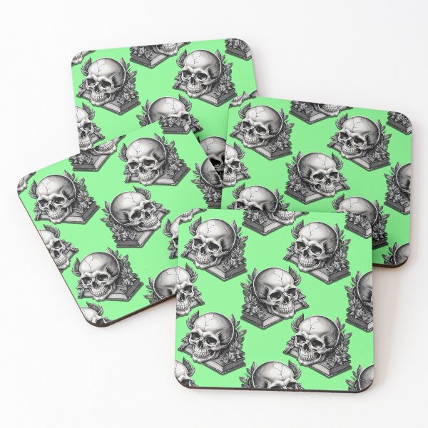 Item preview, Skulls on Books Pattern Design - Green  designed and sold by PatternTitan.