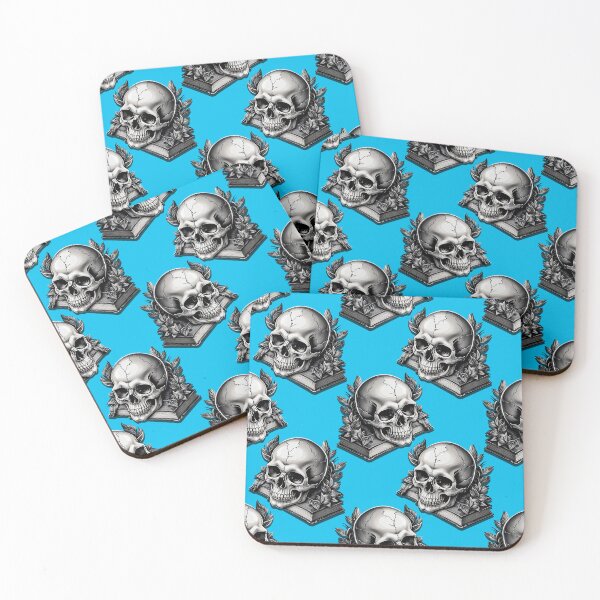 Item preview, Skulls on Books Pattern Design - Blue  designed and sold by PatternTitan.