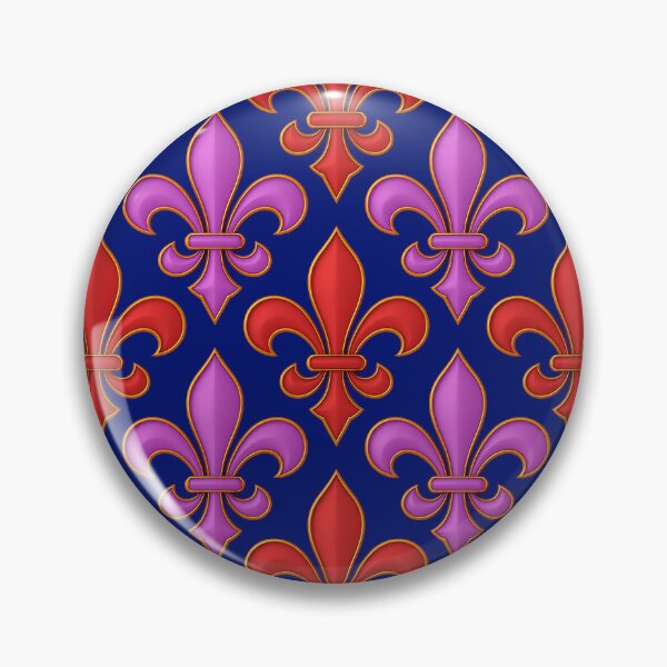 Item preview,  Red Purple Fleur-de-lis Design On Blue Background  designed and sold by PatternTitan.