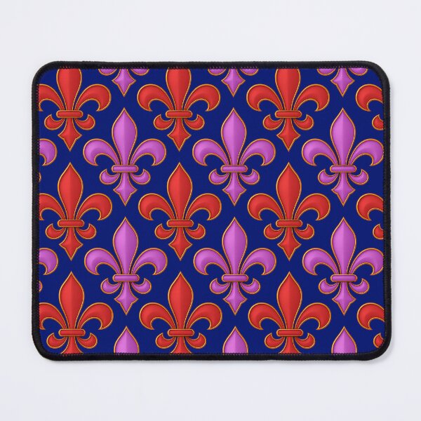 Item preview,  Red Purple Fleur-de-lis Design On Blue Background  designed and sold by PatternTitan.