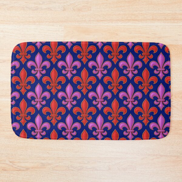 Item preview,  Red Purple Fleur-de-lis Design On Blue Background  designed and sold by PatternTitan.