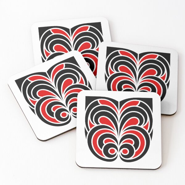 Item preview, Bold Kōwhaiwhai Koru Pattern – Red Black Māori Tribal Symmetry designed and sold by YounexxART.