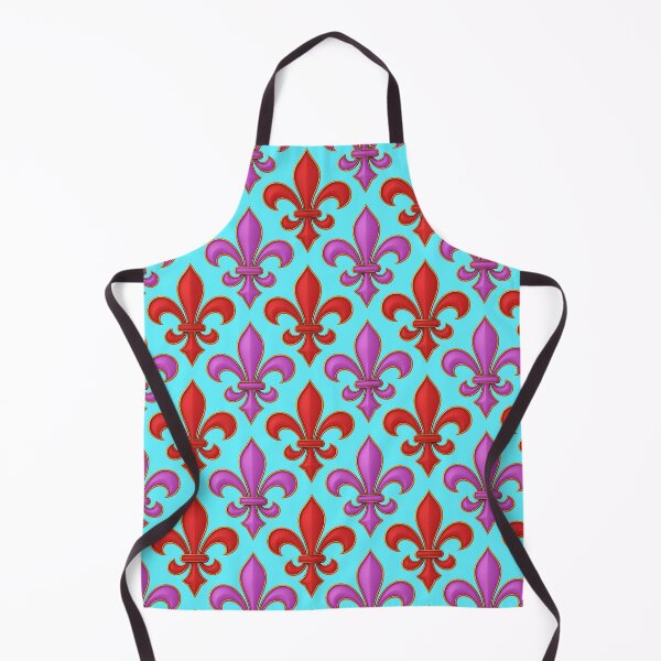 Item preview, Red Purple Fleur-de-lis Design On Blue Background designed and sold by PatternTitan.