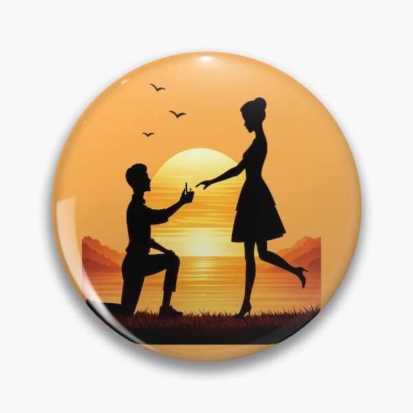 Item preview, Romantic Proposal Silhouette at Sunset | Love Engagement Couple Art designed and sold by ArtoryNest.