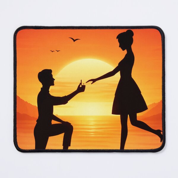 Item preview, Romantic Proposal Silhouette at Sunset | Love Engagement Couple Art designed and sold by ArtoryNest.