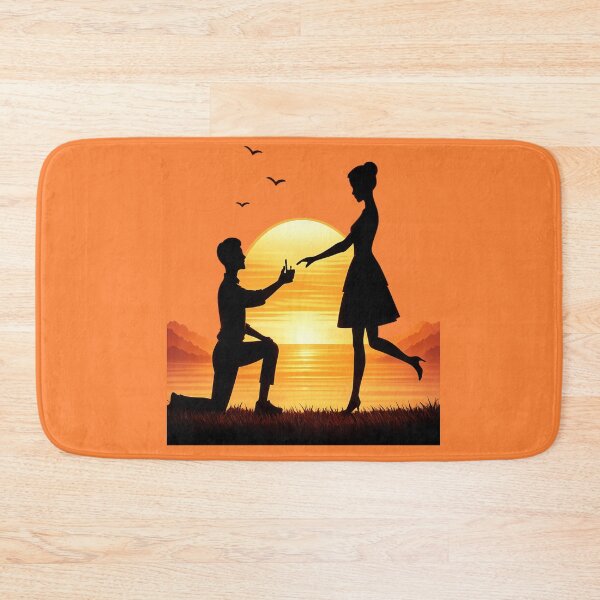 Item preview, Romantic Proposal Silhouette at Sunset | Love Engagement Couple Art designed and sold by ArtoryNest.