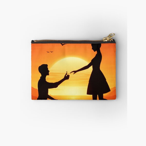 Item preview, Romantic Proposal Silhouette at Sunset | Love Engagement Couple Art designed and sold by ArtoryNest.