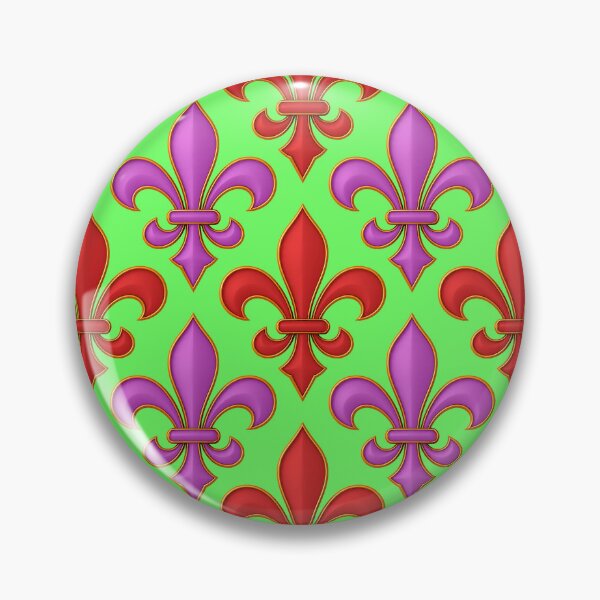 Item preview,  Red Purple Fleur-de-lis Design On Green Background  designed and sold by PatternTitan.