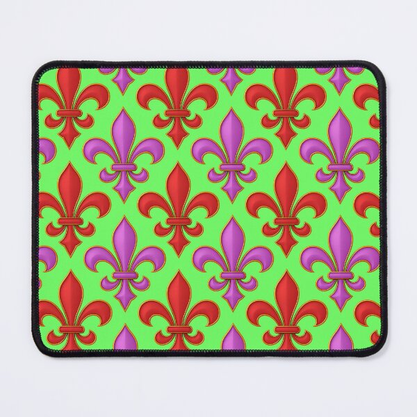 Item preview, Red Purple Fleur-de-lis Design On Green Background designed and sold by PatternTitan.