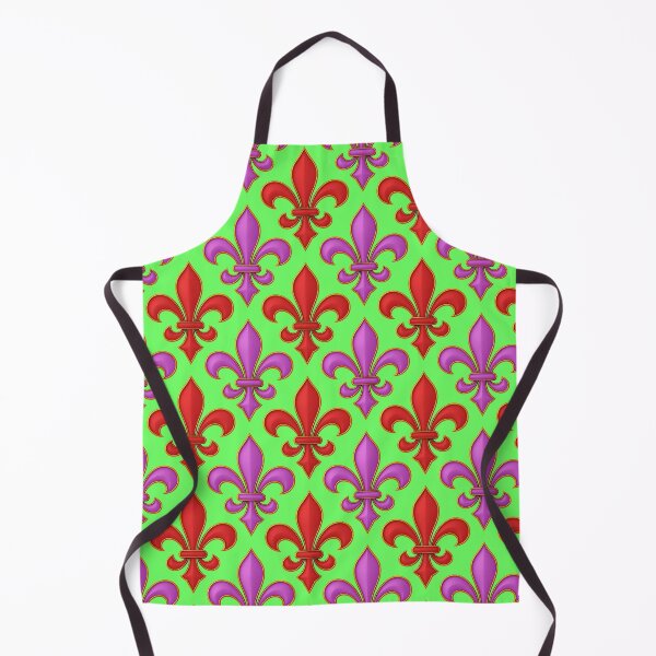 Item preview, Red Purple Fleur-de-lis Design On Green Background designed and sold by PatternTitan.