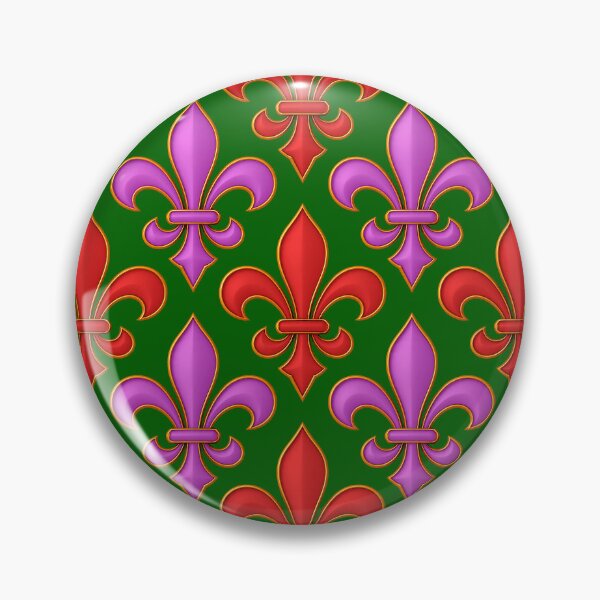 Item preview, Red Purple Fleur-de-lis Design On Green Background  designed and sold by PatternTitan.