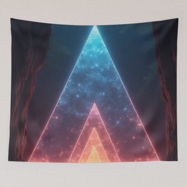 Item preview, Neon triangles in the mystical forest lake designed and sold by Mianku | Für das Leben.