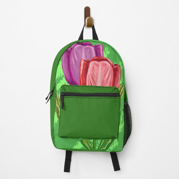 Item preview, Two red tulip flowers on a green background 2 designed and sold by ZorianArt.