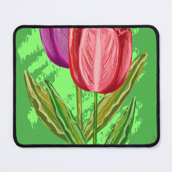 Item preview, Two red tulip flowers on a green background 2 designed and sold by ZorianArt.