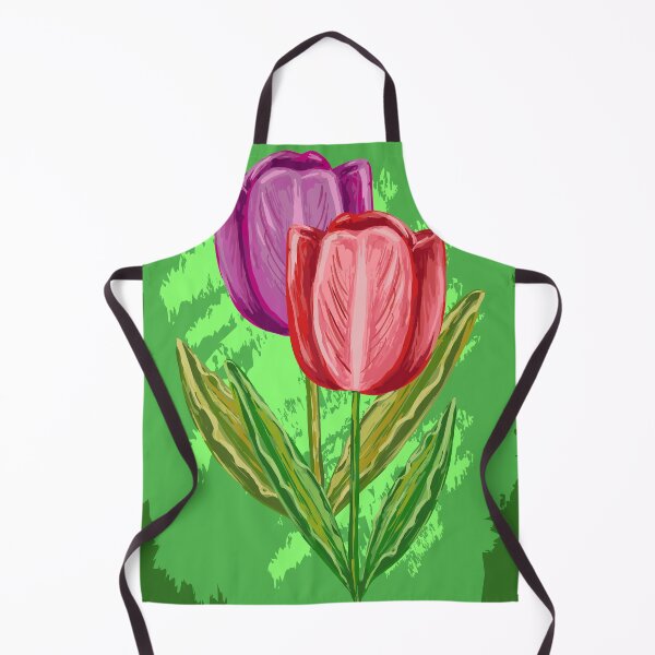 Item preview, Two red tulip flowers on a green background 2 designed and sold by ZorianArt.