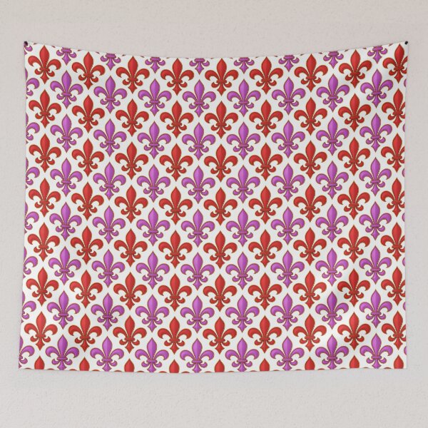 Item preview, Red Purple Fleur-de-lis Design On White Background  designed and sold by PatternTitan.