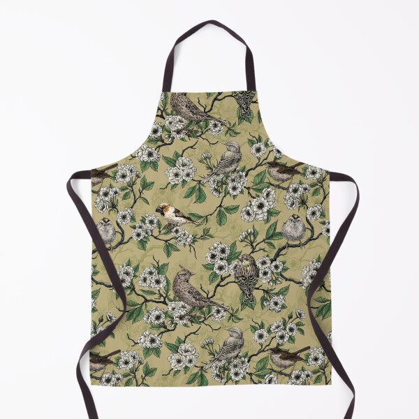 Item preview, Birds and cherry blossom on ecru designed and sold by Katerina Mitkova Kirilova.