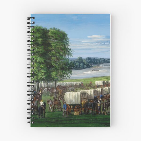 Item preview, Pioneers Crossing Nebraska Plains Wagon Train Frontier Scene designed and sold by TheSoulOfArt.
